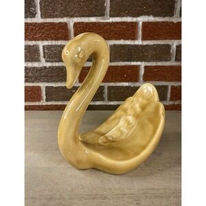 Vtg Swan Towel Holder Retro Ceramic Hand Towel Décor Japan 80s Harvest Gold